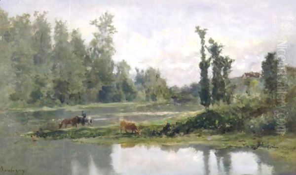 Bord De Riviere Oil Painting by Charles-Francois Daubigny