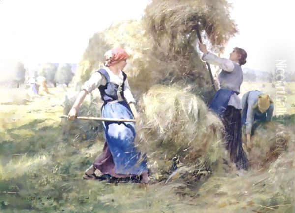 Haying Scene Oil Painting by Julien Dupre