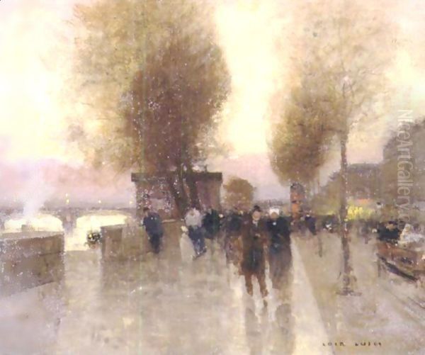 Along The Quay, Paris Oil Painting by Luigi Loir