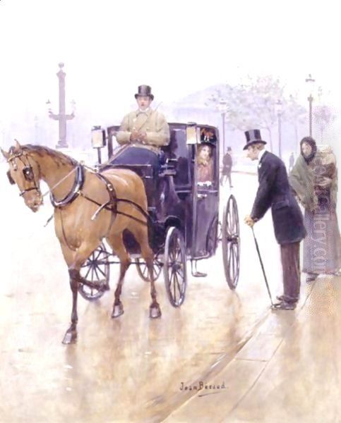 Rendez-Vous In The Place De La Concorde Oil Painting by Jean-Georges Beraud