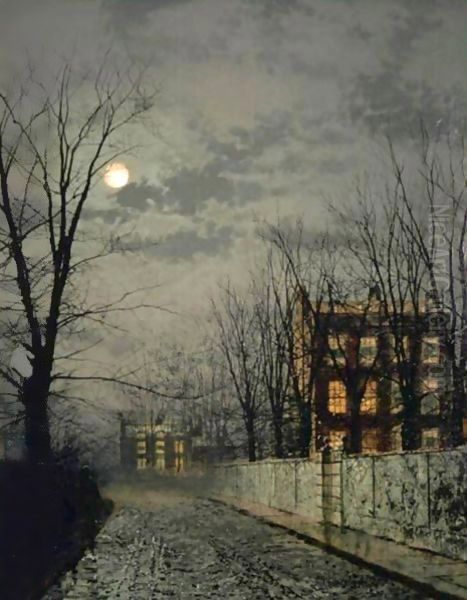 Winter Moonlight Oil Painting by John Atkinson Grimshaw