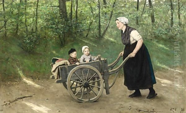 A Stroll In The Pushcart Oil Painting by David Adolf Constant Artz