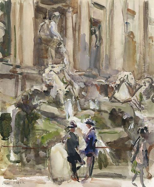 At The Trevi Fountains, Rome Oil Painting by Isaac Israels