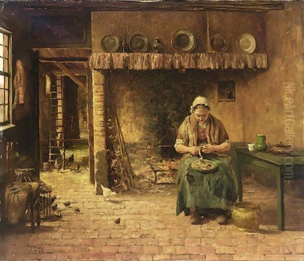 Peeling Potatoes Oil Painting by Evert Pieters