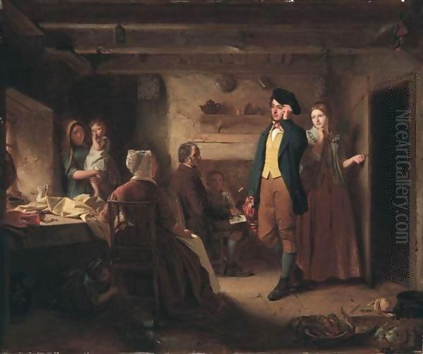 'Their Eldest Hope, Their Jenny, Woman-Grown', From The Cotter's Saturday Night Oil Painting by John Faed