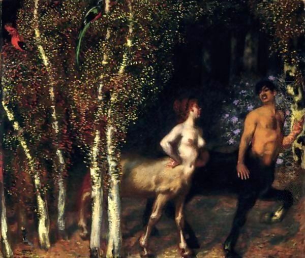 Im Zauberwald (The Enchanted Forest) Oil Painting by Franz von Stuck