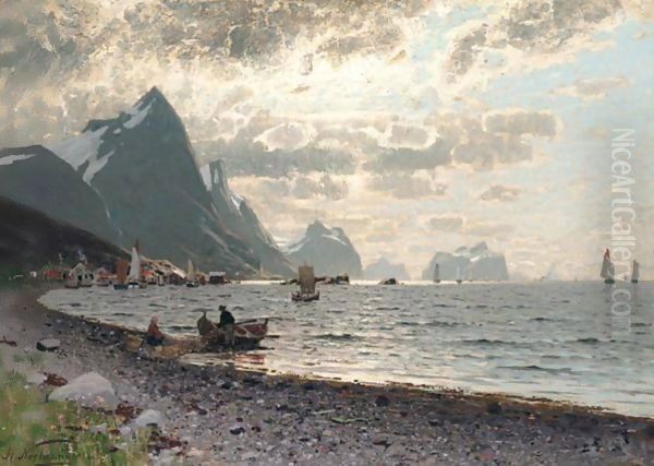 A Norwegian Fjord 2 Oil Painting by Adelsteen Normann