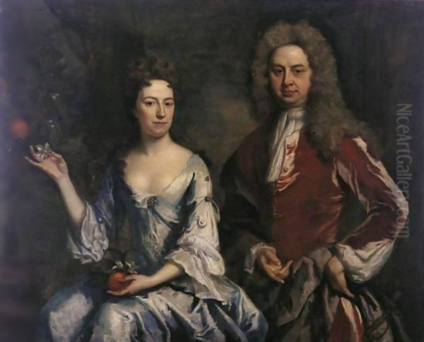 Portrait Of A Lady And A Gentleman Oil Painting by Jonathan Richardson