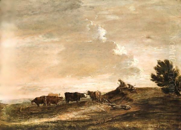 Open Landscape With Rustics And Cattle Oil Painting by Thomas Gainsborough