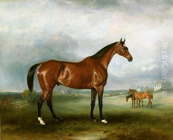 Mr Hall Webb's 'cloud King' With Prospect Of Kiddington House Oil Painting by John Snr Ferneley