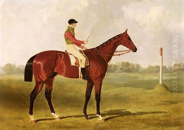 Phosphorus, A Bay Racehorse With George Edwards Up, On A Racecourse Oil Painting by John Frederick Herring Snr