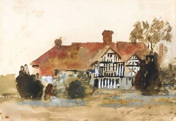 Study Of A Country House Oil Painting by Hercules Brabazon Brabazon