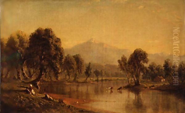 Mount Washington, New Hampshire, From The Saco River Oil Painting by Sanford Robinson Gifford