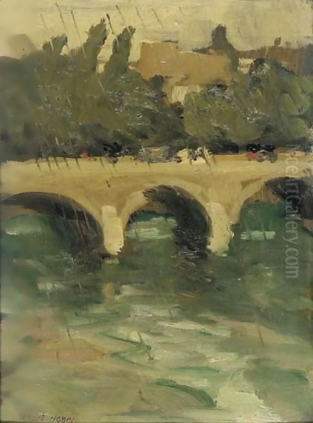 Chareton Bridge - Raining Oil Painting by Robert Henri