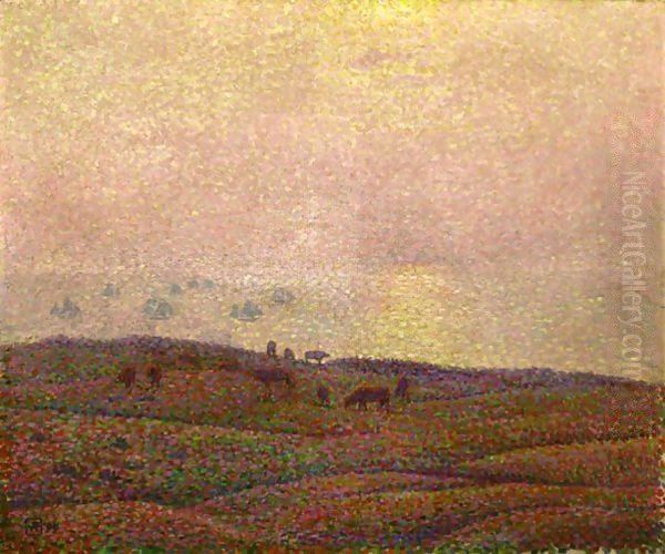 Vaches Dans Un Paysage Oil Painting by Theo van Rysselberghe