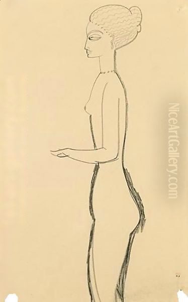 Femme Nue De Profil, Bras En Angle Droit Oil Painting by Amedeo Modigliani