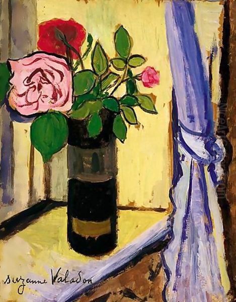 Bouquet De Roses Dans Un Obus Oil Painting by Suzanne Valadon