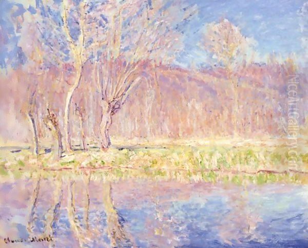 Arbres Au Bord De L'Eau. Printemps A Giverny Oil Painting by Claude Oscar Monet