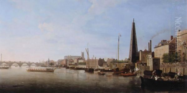 View Of The Thames At Westminster Oil Painting by Samuel Scott