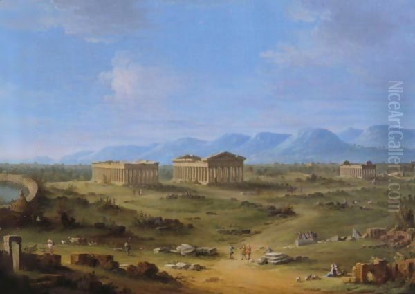 View Of The Ruins At Paestum Oil Painting by Antonio Joli