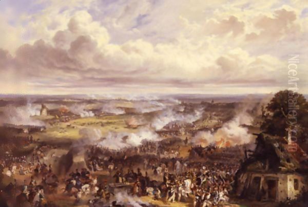 The Battle Of Fleurus, June 26, 1794 Oil Painting by Joseph-Louis Hippolyte Bellange