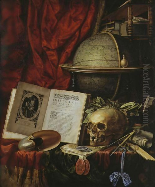 Vanitas Still Life Oil Painting by Christiaan Luyckx