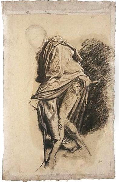 Study Of A Figure In A Cloak, Leaning Forward Oil Painting by Jean-Louis-Ernest Meissonier