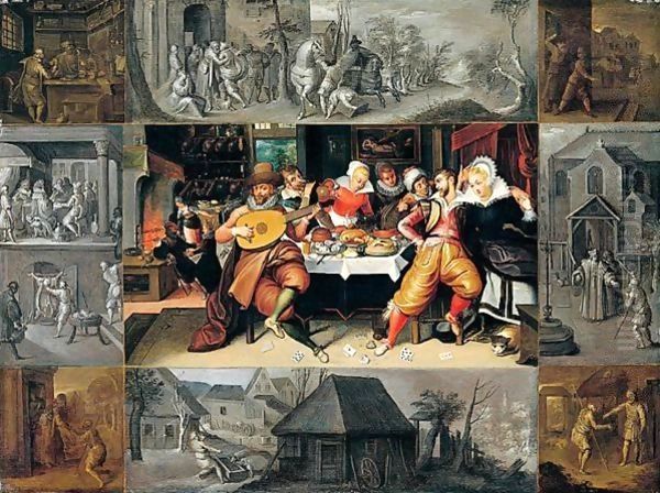 The Corner Scenes En Brunaille Oil Painting by Frans II Francken