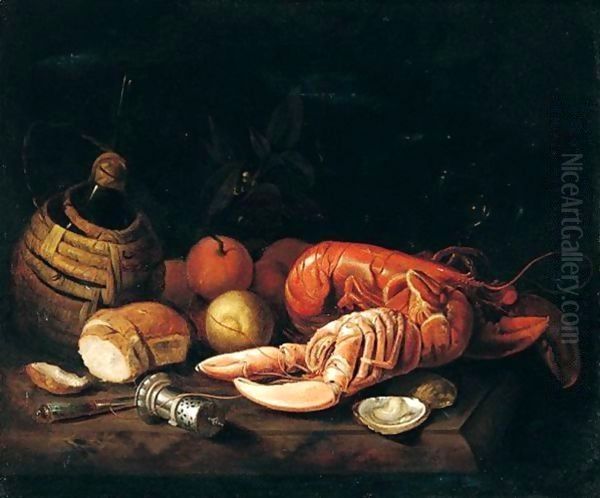 Still life with lobsters Oil Painting by Pieter Gerritsz. van Roestraten