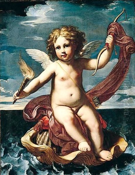 Cupid Oil Painting by Elisabetta Sirani