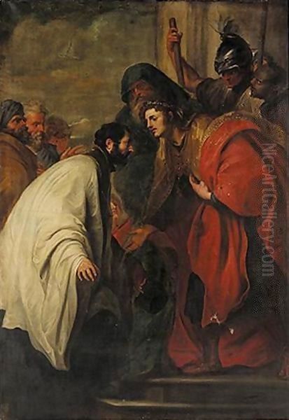 Saint Francis Xavier Before A King Oil Painting by Sir Anthony Van Dyck