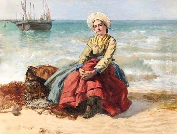 Breton Fisher Girl Oil Painting by Edward Killingworth Johnson