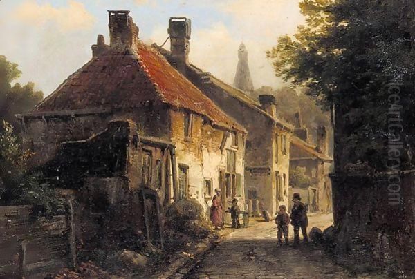 Dutch Town Houses Oil Painting by Willem Koekkoek