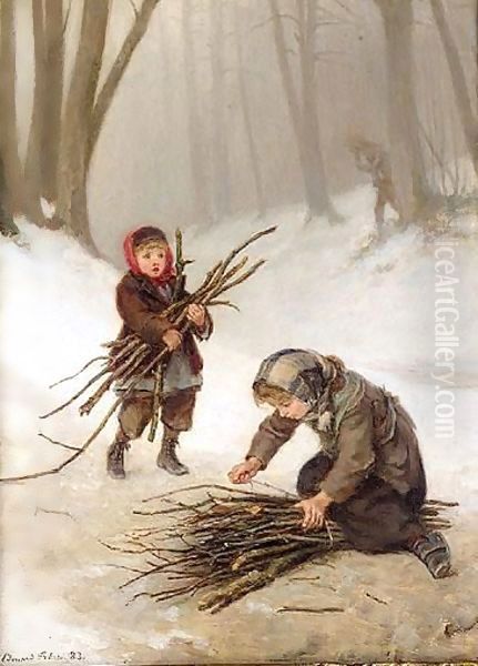 Gathering Faggots Oil Painting by Edouard Frere