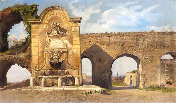 Fountains At Porta Furba Oil Painting by Theodor Esbern Philipsen