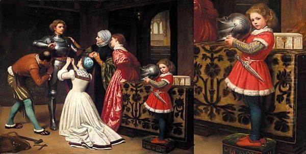 The Arming Of The Young Knight,'God Speed Thee, Then, My Own Brave Boy' Oil Painting by William Frederick Yeames