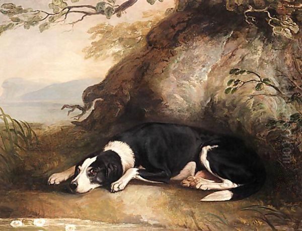 A Dog Resting In A Landscape Oil Painting by Sawrey Gilpin