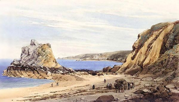 L'Islet In Bouley Bay Looking Towards The Tour De Rozel, Jersey Oil Painting by Thomas Shotter Boys