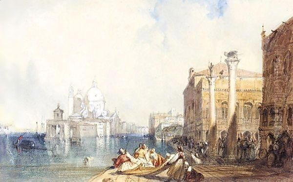 Santa Maria Della Salute And The Piazzetta, Venice Oil Painting by Richard Parkes Bonington