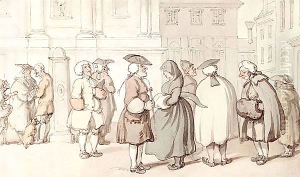 A Ceremonious And Fashionable Meeting, Rome Oil Painting by Thomas Rowlandson