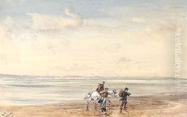 Figures Crossing The Sands Oil Painting by David Cox