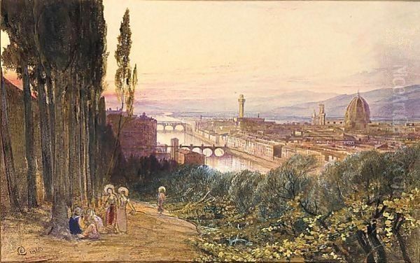 View Of Florence From San Miniato Oil Painting by Edward Lear