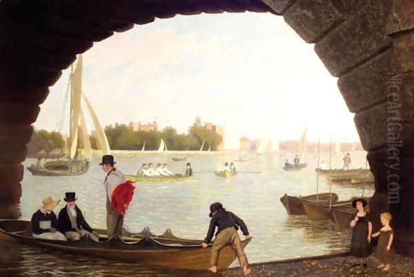 View Of The Thames At Westminster Looking Towards Lambeth Oil Painting by Jacques Laurent Agasse