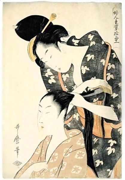 La Coiffeuse Oil Painting by Kitagawa Utamaro