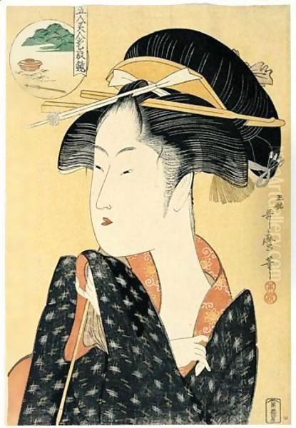 Yatsuyama Hiranoya Oil Painting by Kitagawa Utamaro