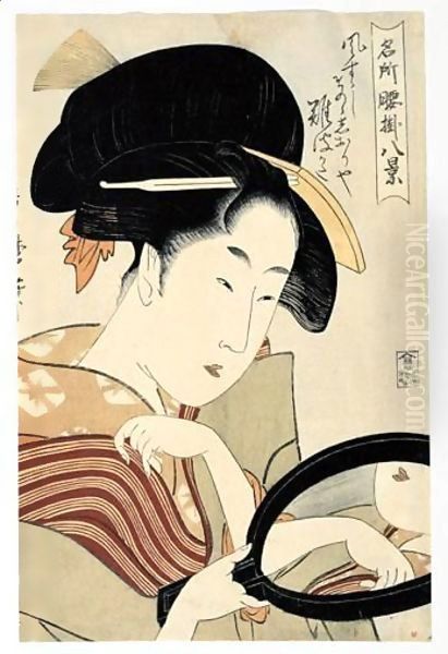 Kaze Suzushi. Quand Souffle Une Brise Fraiche Oil Painting by Kitagawa Utamaro