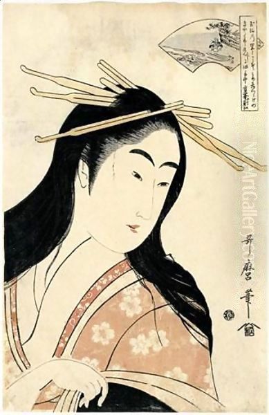 Beaute De La Tamagawa Oil Painting by Kitagawa Utamaro