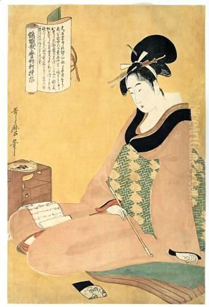 Sore Azuma Nishiki-E. Ces Estampes D'Azuma Dites Brocarts Oil Painting by Kitagawa Utamaro