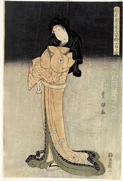 Portrait De L'Acteur Iwai Hanshiro IV Dans Le Role D'Une Jeune Fille Oil Painting by Utagawa Toyokuni