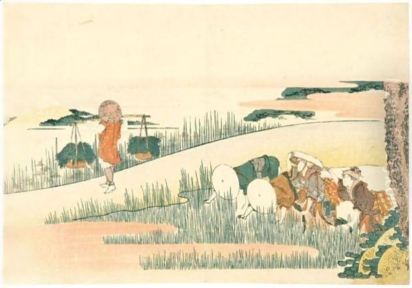 Repiquage Du Riz Oil Painting by Katsushika Hokusai